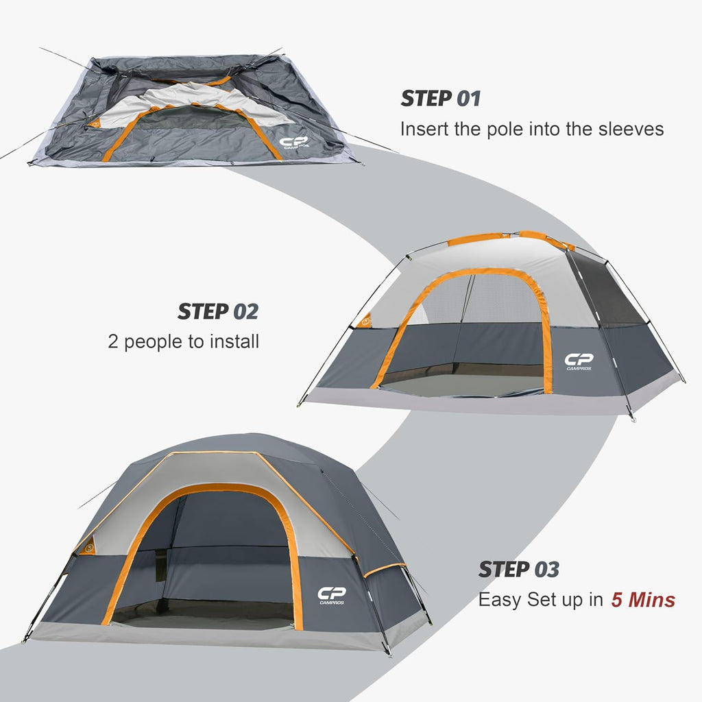 CAMPROS CP Tents for Camping 2/4/6 Person, Waterproof Windproof Dome Tent