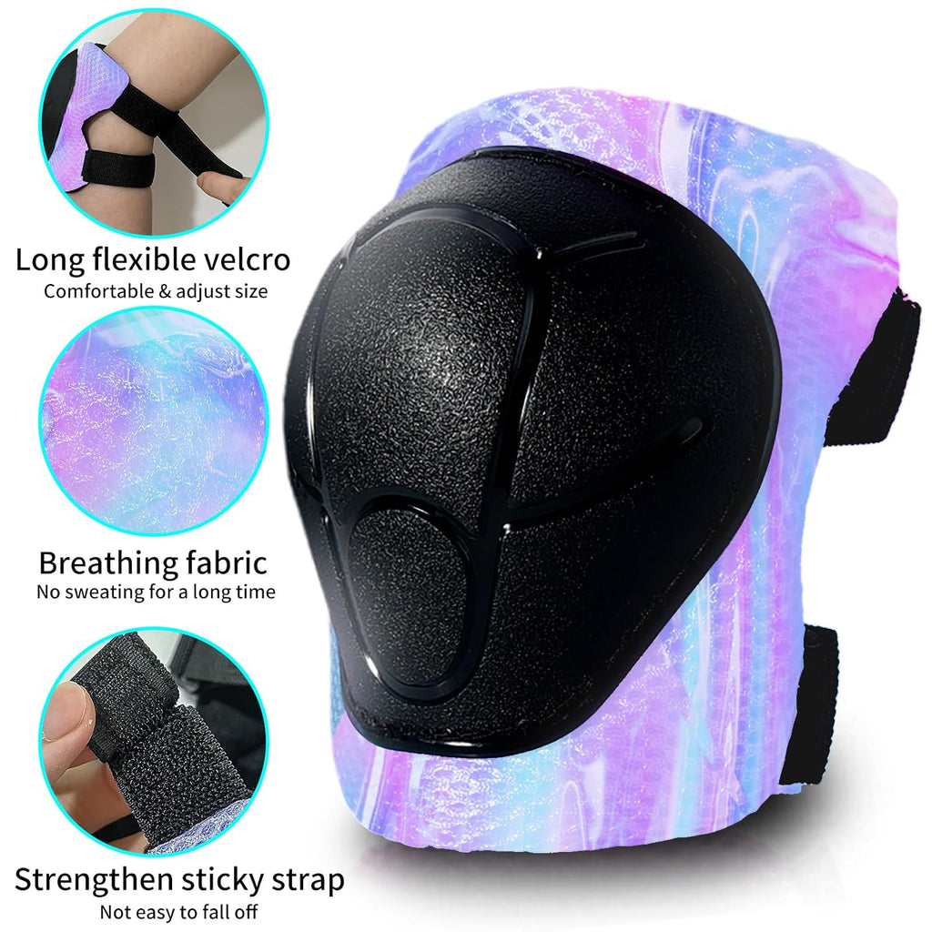 Gradient Color Kids Protective Gear Set Knee Pads for Kid 2-14 Years,W/ Adjustable Strap Kids/Youth Knee Pads Elbow Pads Wrist Guards Set for Inline Roller Skates,Cycling,BMX Bike,Skateboard,Scooter
