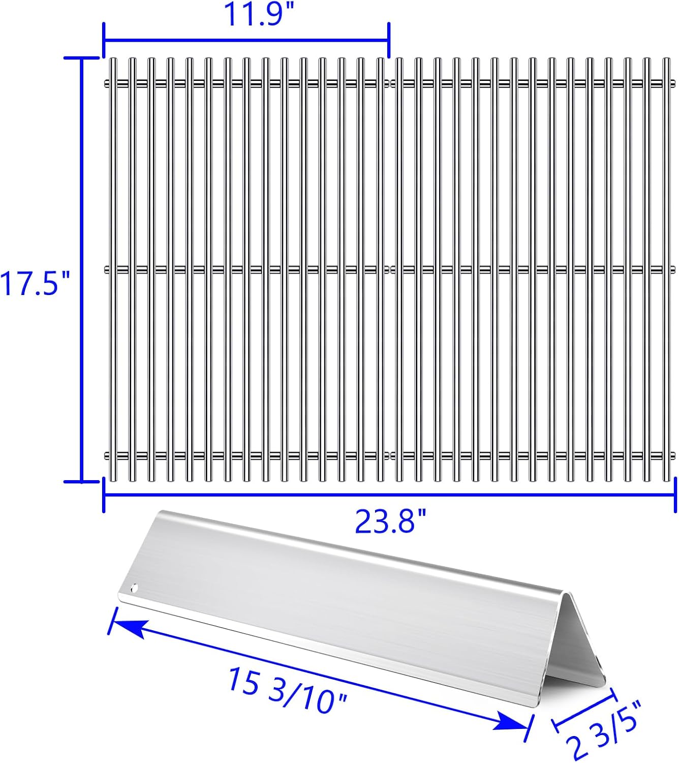 7636 7638 7639 Grill Grates Grill Replacement Parts for Weber Spirit Grill Spirit II E-310, E-320, S-310, S-320, GS4 Spirit 2 300 Flavorizer Bars 15.3”, 17” Stainless Steel BBQ Grid Accessories