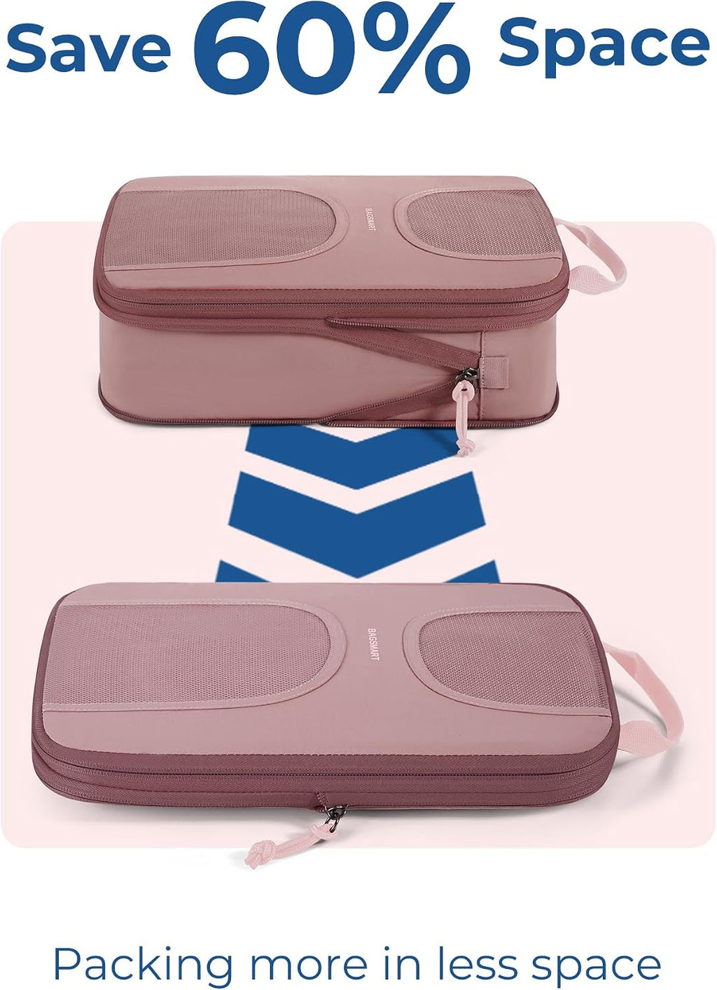 BAGSMART 6 Set Compression Packing Cubes, Travel Luggage Organizer Bags
