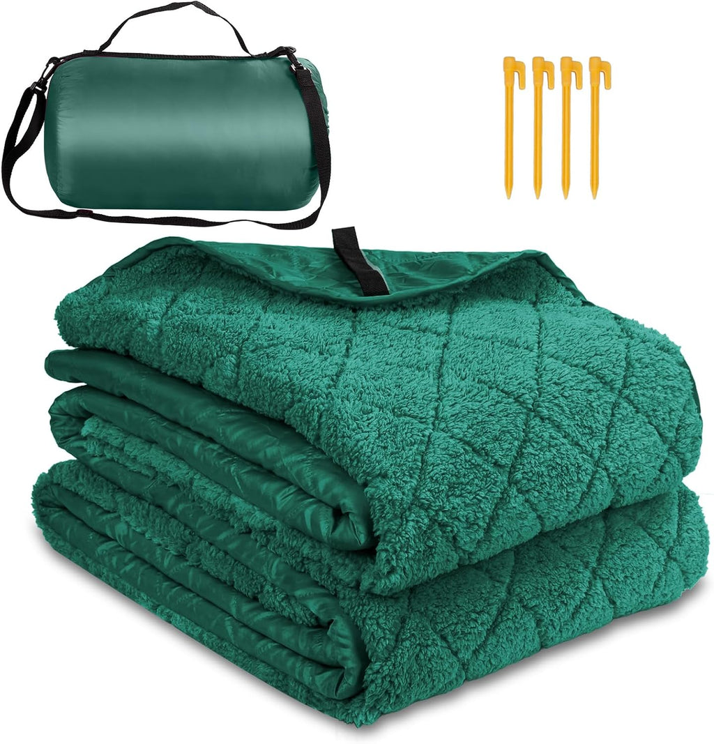 Waterproof Outdoor Blanket 82"x55", Windproof & Warm, 250 GSM Fleece Lining