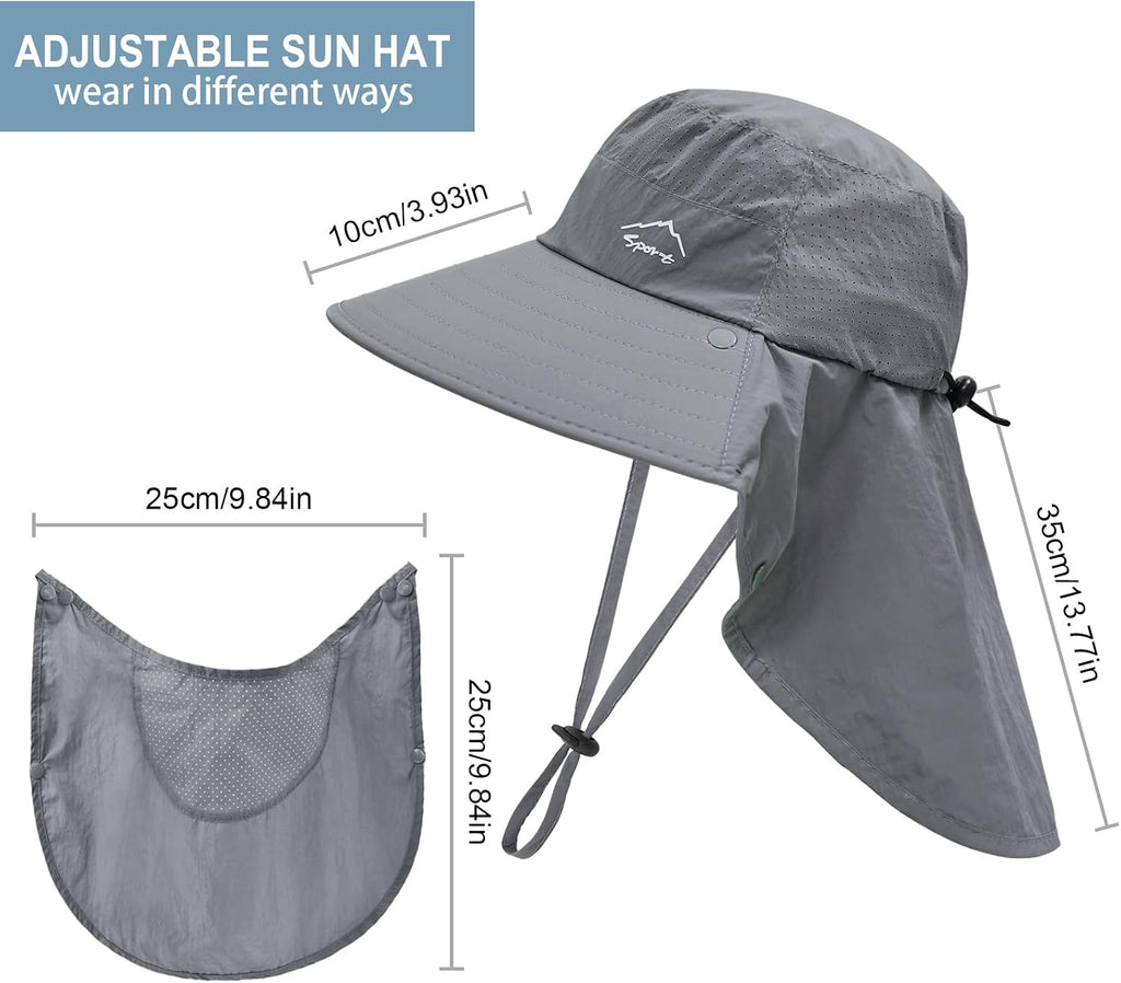 Sun Hat for Men Women with Neck Flap,UPF 50+ UV Protection Fishing Hat
