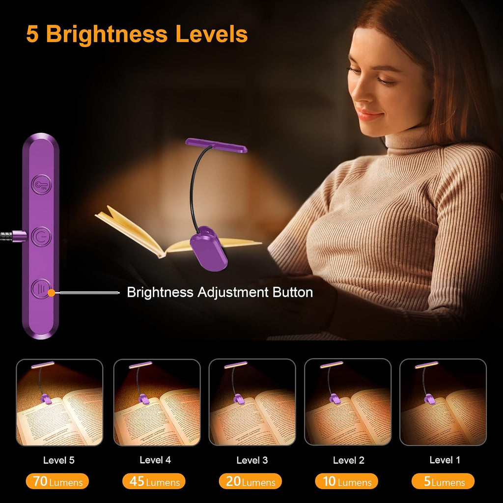 Gritin Rechargeable Book Light for Reading in Bed with 19 LED