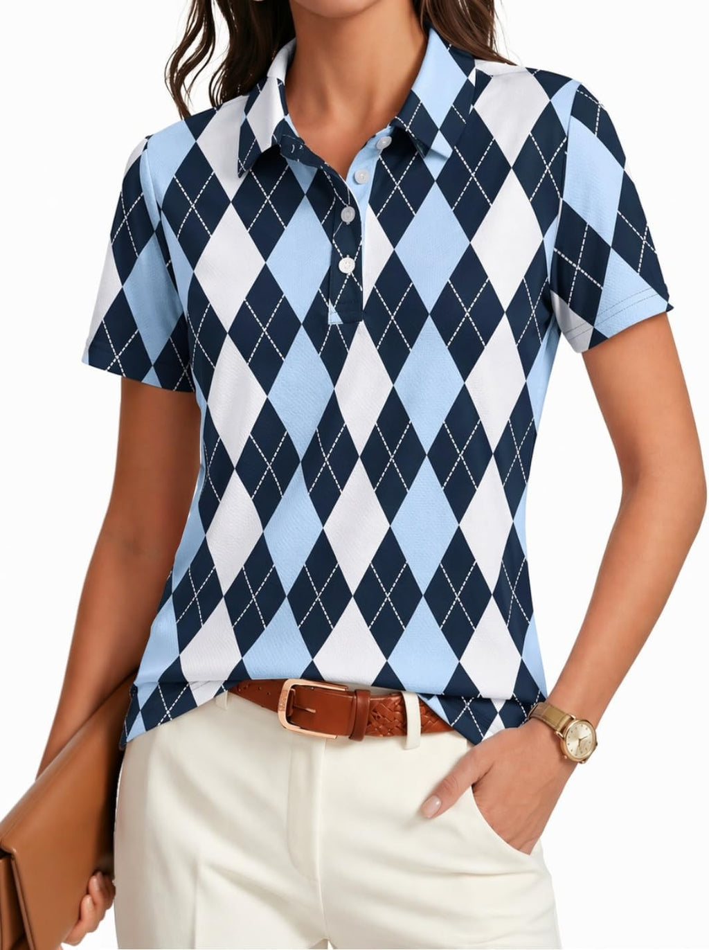 PINSPARK Womens Golf Shirt 4-Button UPF 50+ Quick Dry Collared Polo Shirts