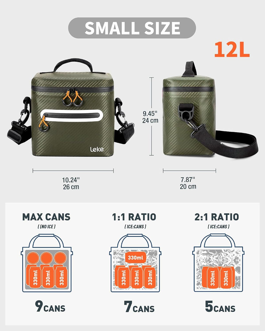 Soft-Sided Cooler Bag, 8/16 Can Insulated Lunch Box, Waterproof, Leak-Proof, Portable Lunch Bag for Work, Beach, Drink, Travel, Camping, Picnic, Gift