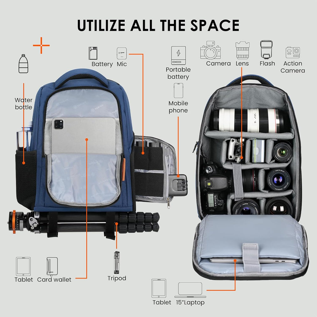 TARION Camera Backpack for Photographers Compact 15L, TB04 Blue