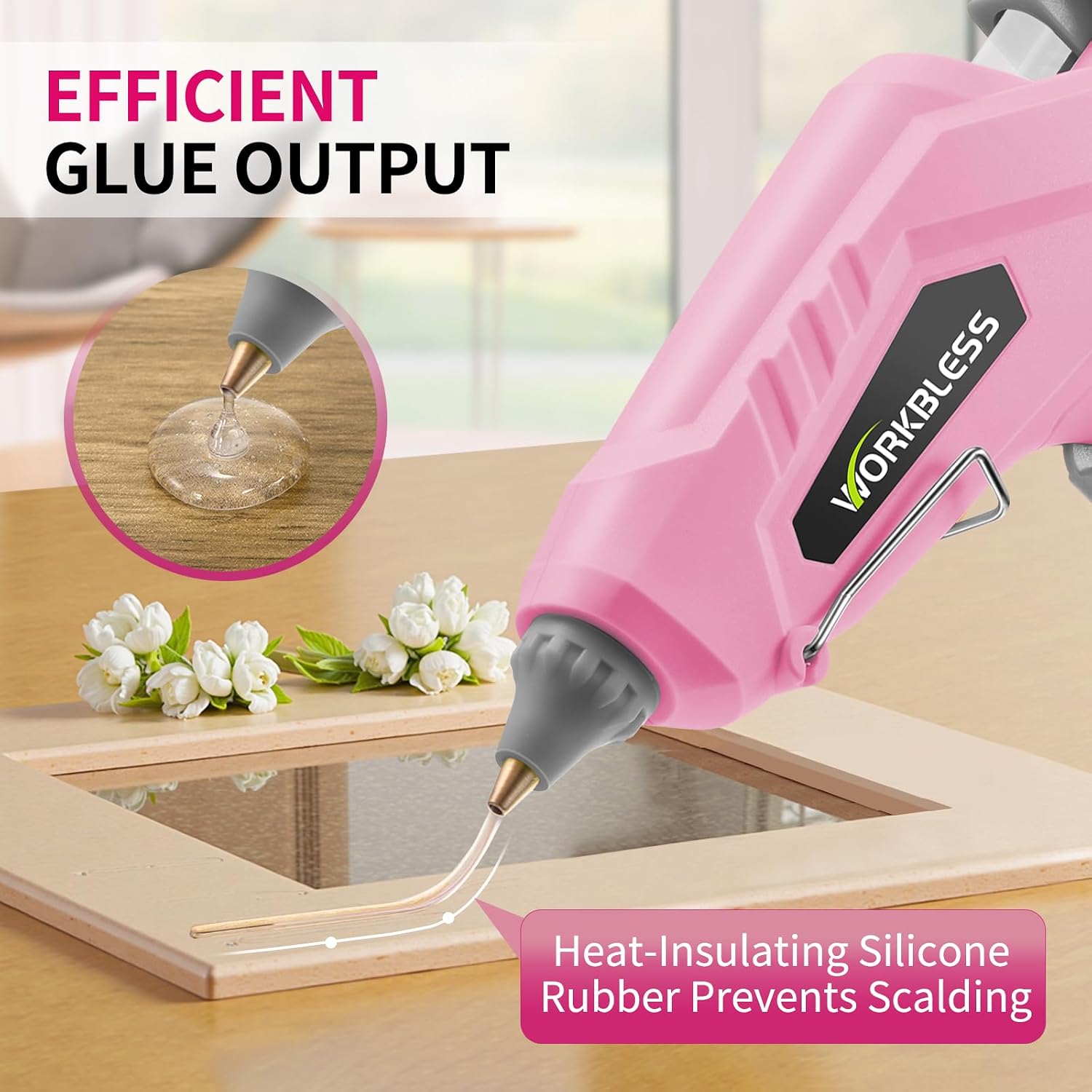 Hot Glue Gun Large 60W/100W Dual Temp W/Full Size Stick Set,Pink