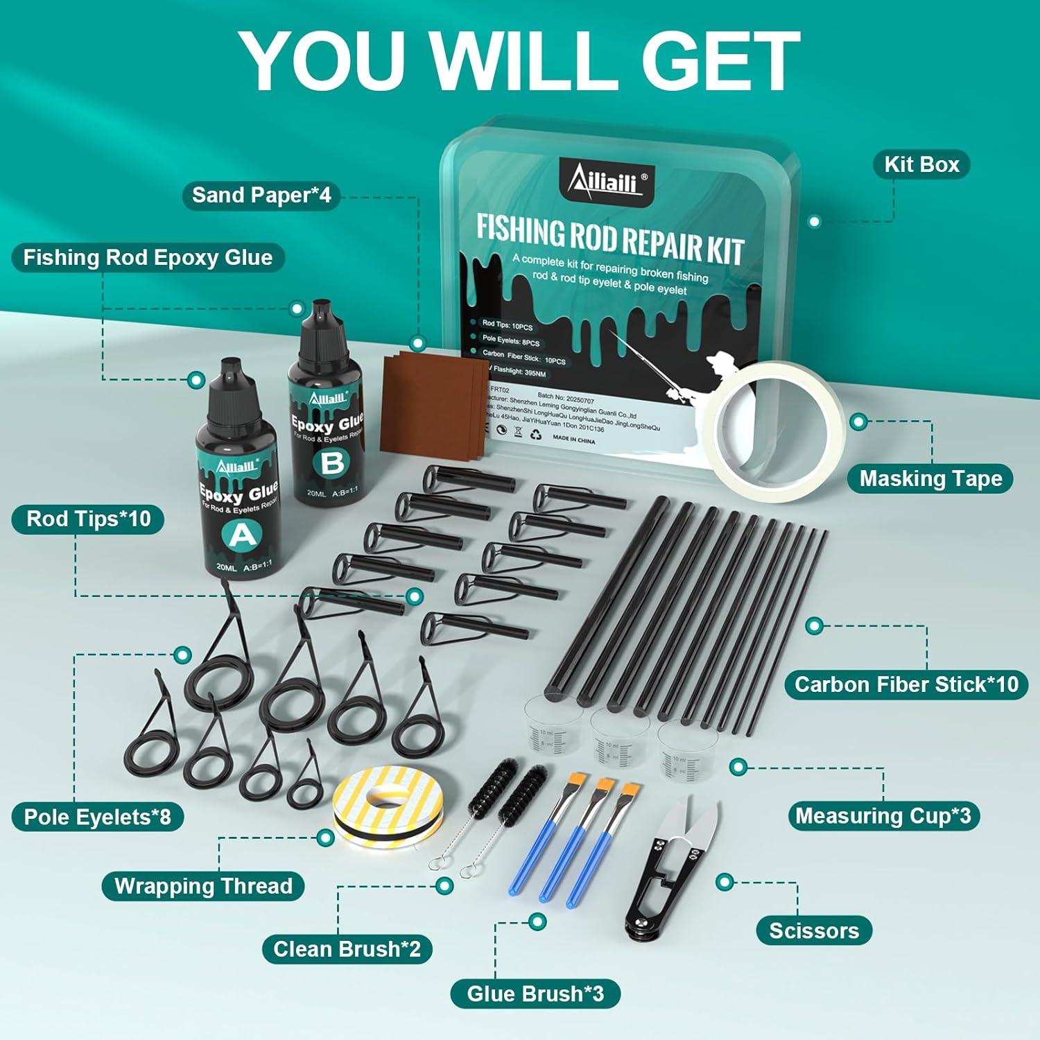 Fishing Rod Repair Kit - 3-in-1 Fishing Pole Complete Supplies Kit