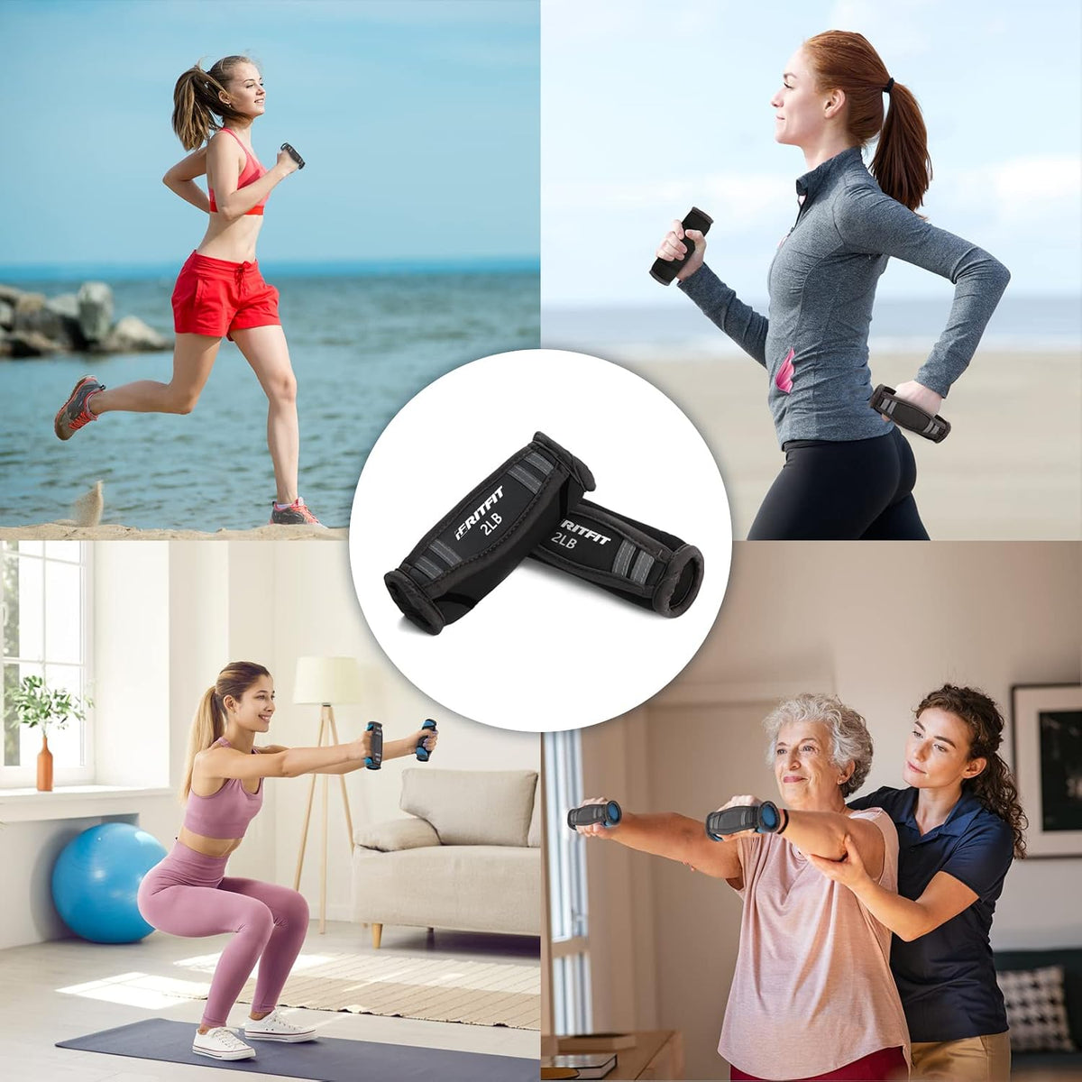 RitFit Soft Hand Weights Set with Reflective Straps Walking Dumbbell
