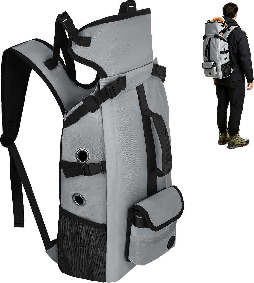 Breathable Dog Hiking Backpack Carrier for Small Dogs, Grey