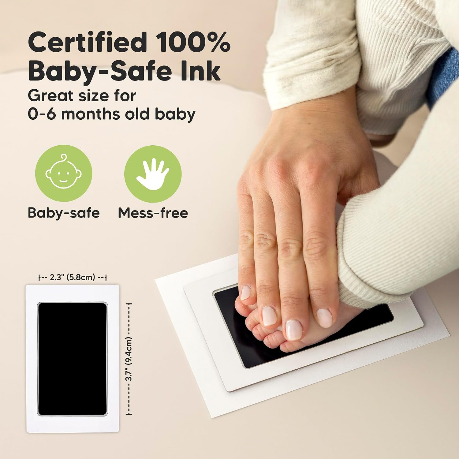 Inkless Hand and Footprint Kit, Boy Girl Newborn Keepsake (Vintage White)