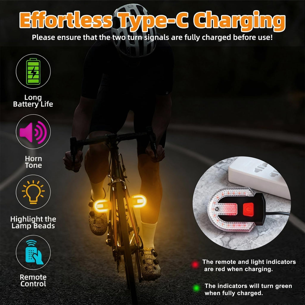 Bike Tail Lights with Turn Signals, Wireless Remote Control USB Charging Bike Rear Light, Waterproof Split/Integrated Bicycle Lights, 5 Modes Safety Warning Turn Signals Light for Night Riding