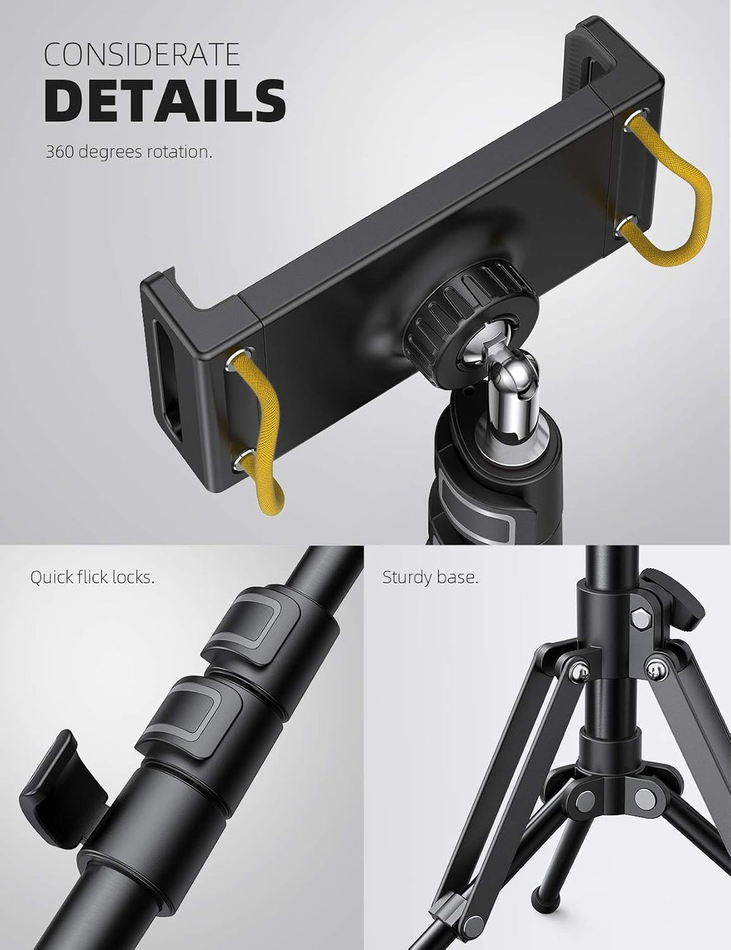 Lamicall Tablet Floor Tripod Stand 64.9" Fast Adjustable Height iPad Holder