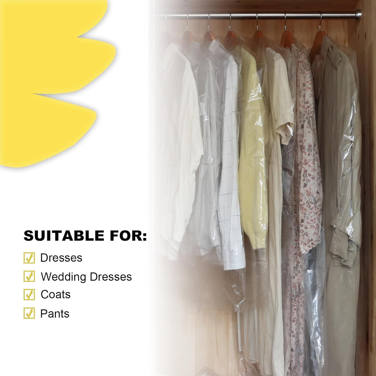 30 Pack 59 Inch Clear Plastic Dry Cleaning Bags