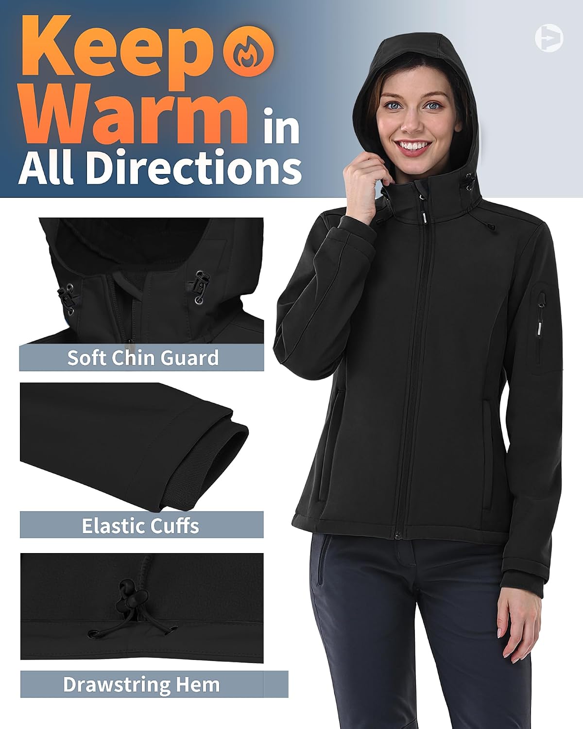 Outdoor Ventures Women's Softshell Jacket Fleece Lined Waterproof Rain Coat