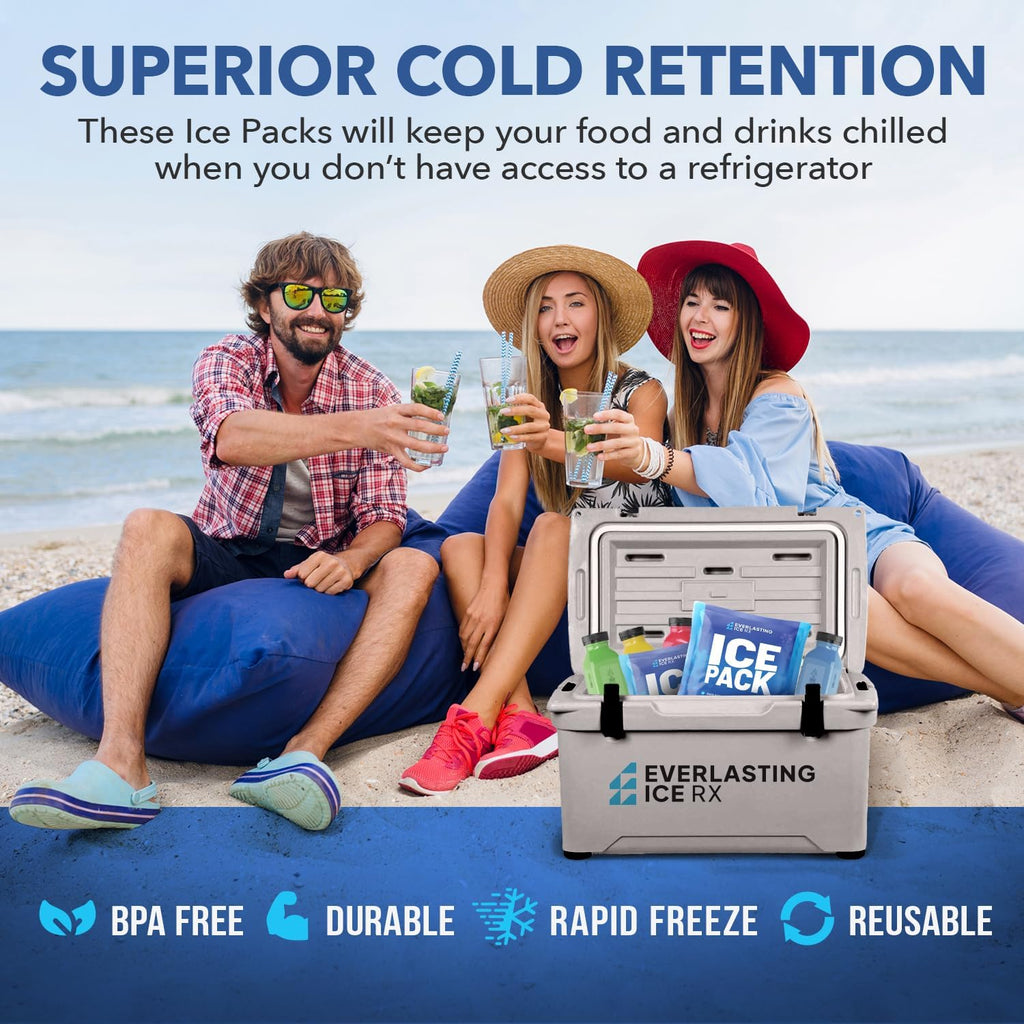Reusable Ice Packs for Coolers and Lunch Box, Long Lasting 12 Hours, 4 Pack