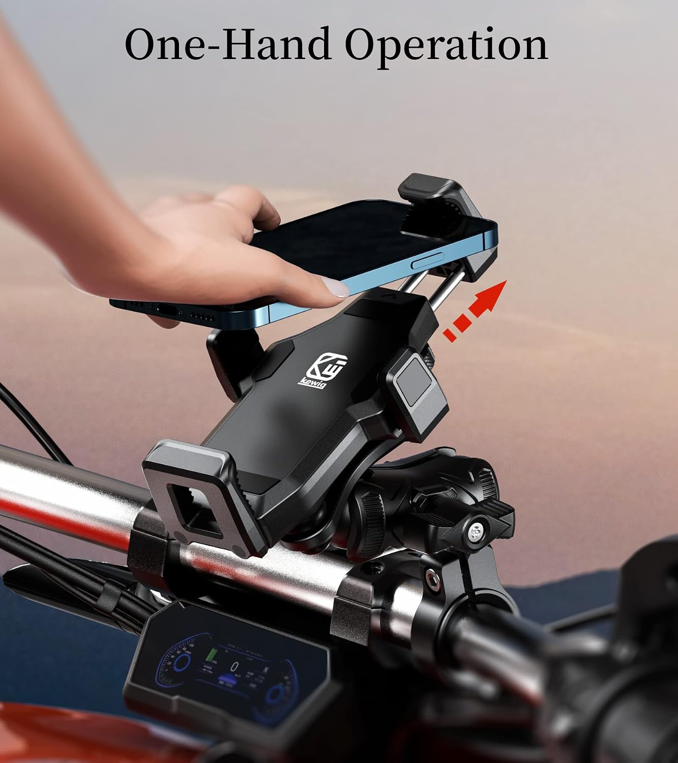 Kewig Motorcycle Phone Mount with Vibration Dampener & Secure Lock