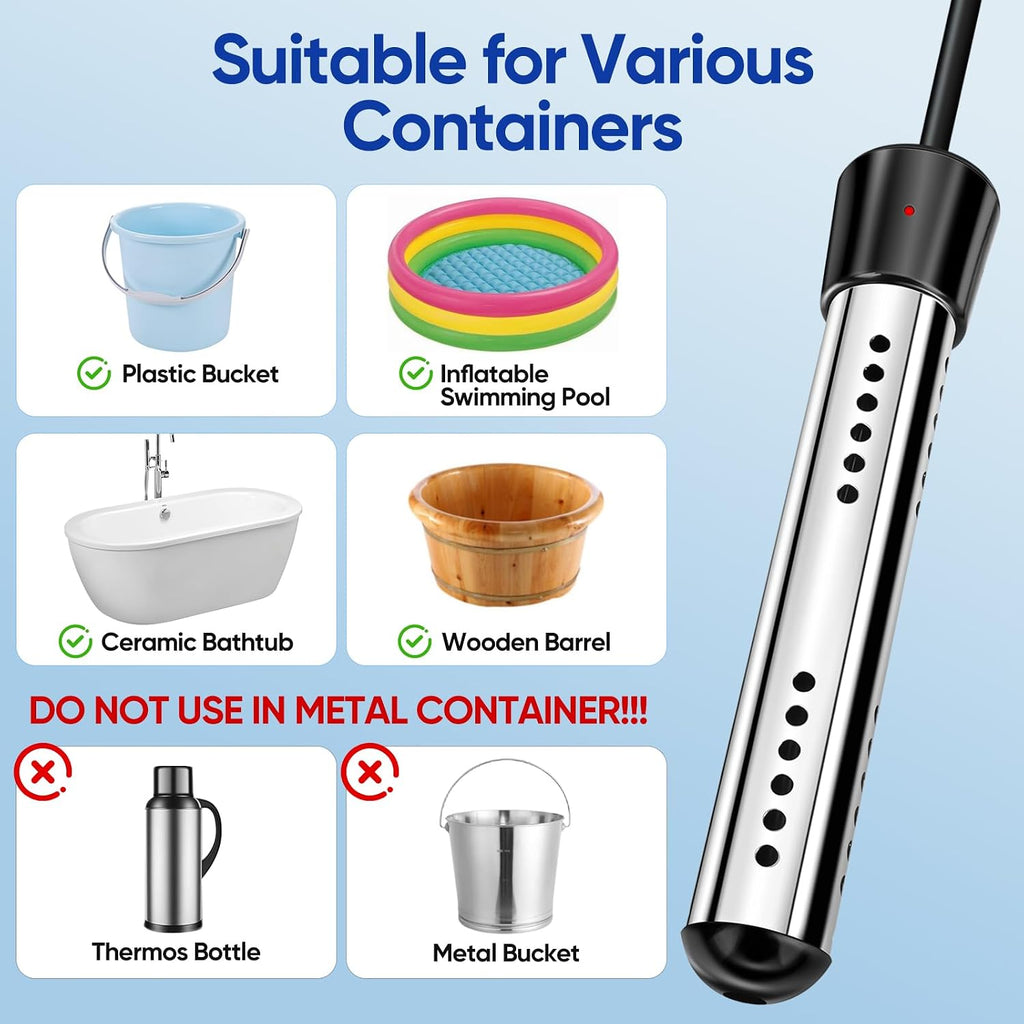 6000mAh Portable Shower for Camping with 2000W Immersion Water Heater – Rechargeable Camp Shower Pump, 4-Mode Filtered Head, LED Display, Outdoor Camping Shower Kit for Travel, Pets & Car Washing