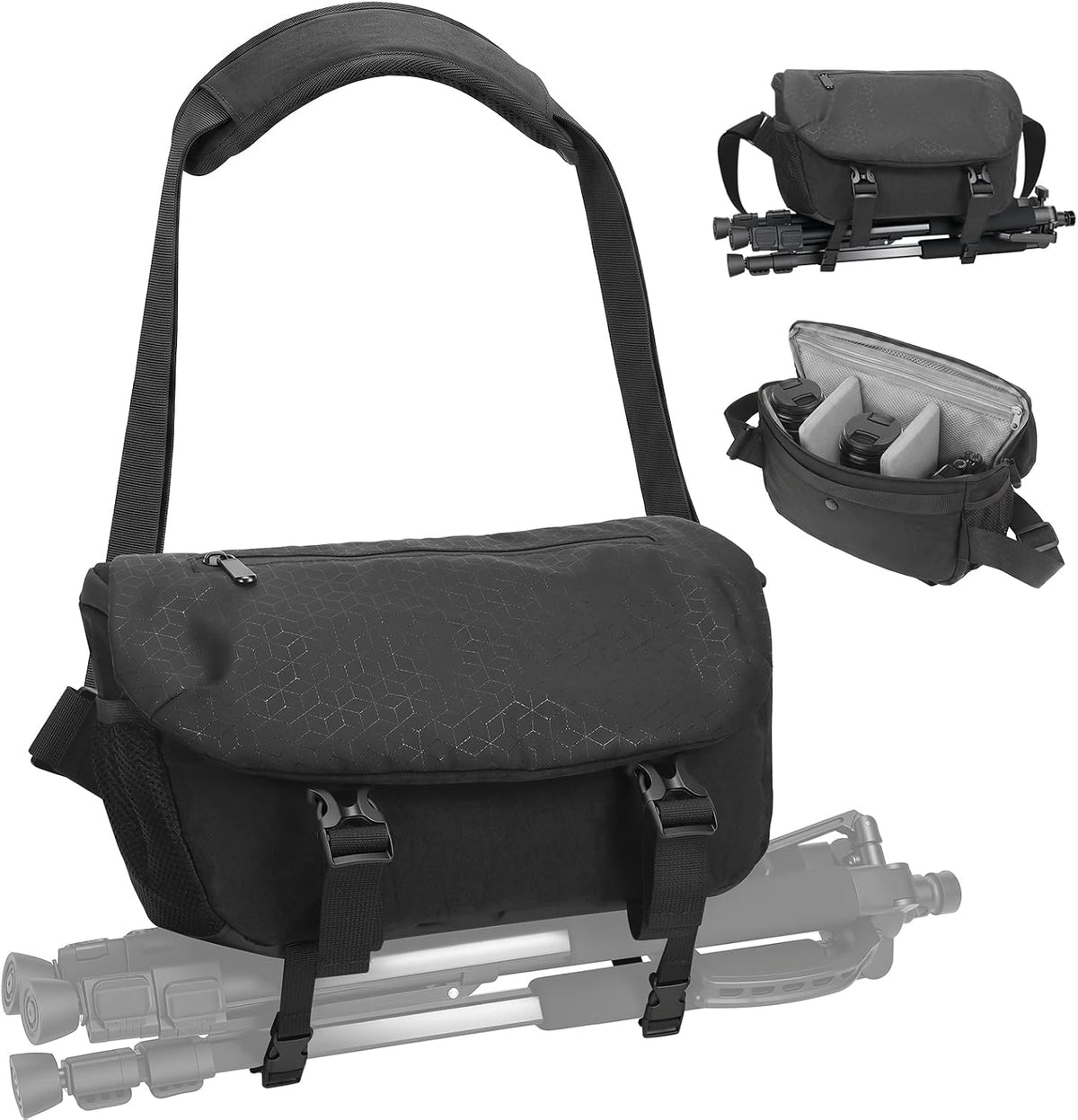 Clezorlaa Camera Sling Bag, Waterproof Camera Bag with Shoulder Strap,Black