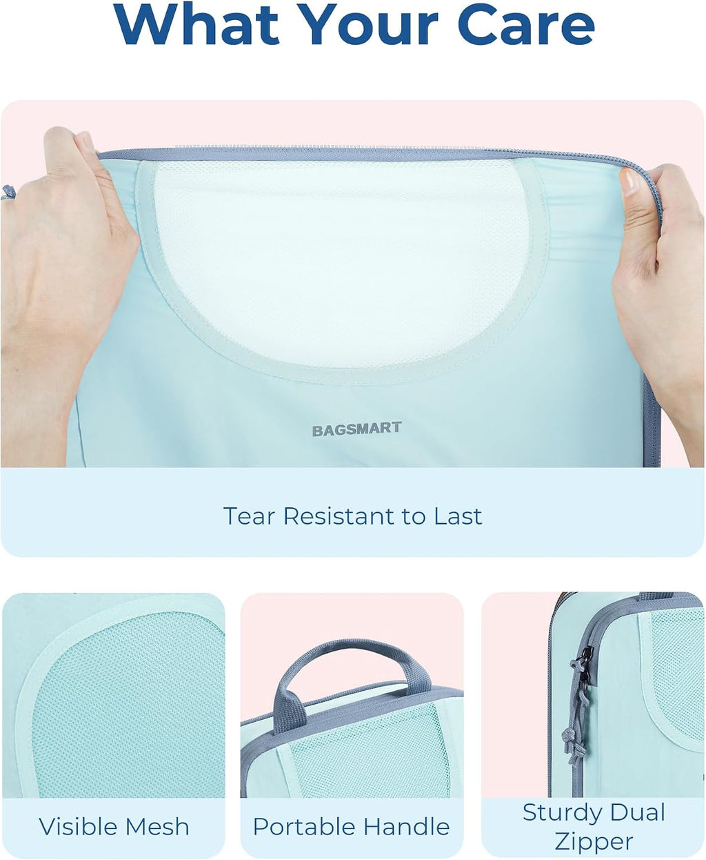 BAGSMART 6 Set Compression Packing Cubes, Travel Luggage Organizer Bags