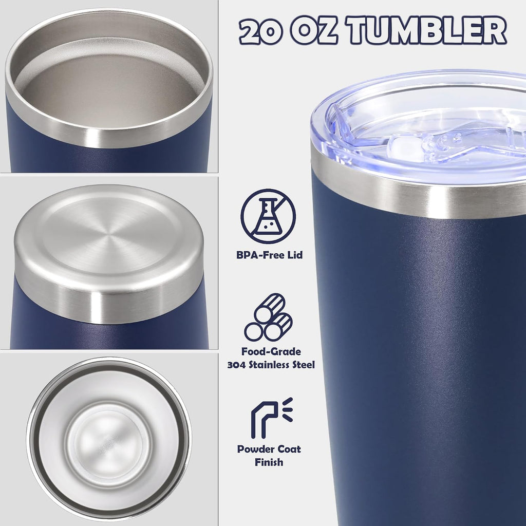 20oz Tumbler Stainless Steel Tumbler Coffee Tumbler with Lid Navy, 12P