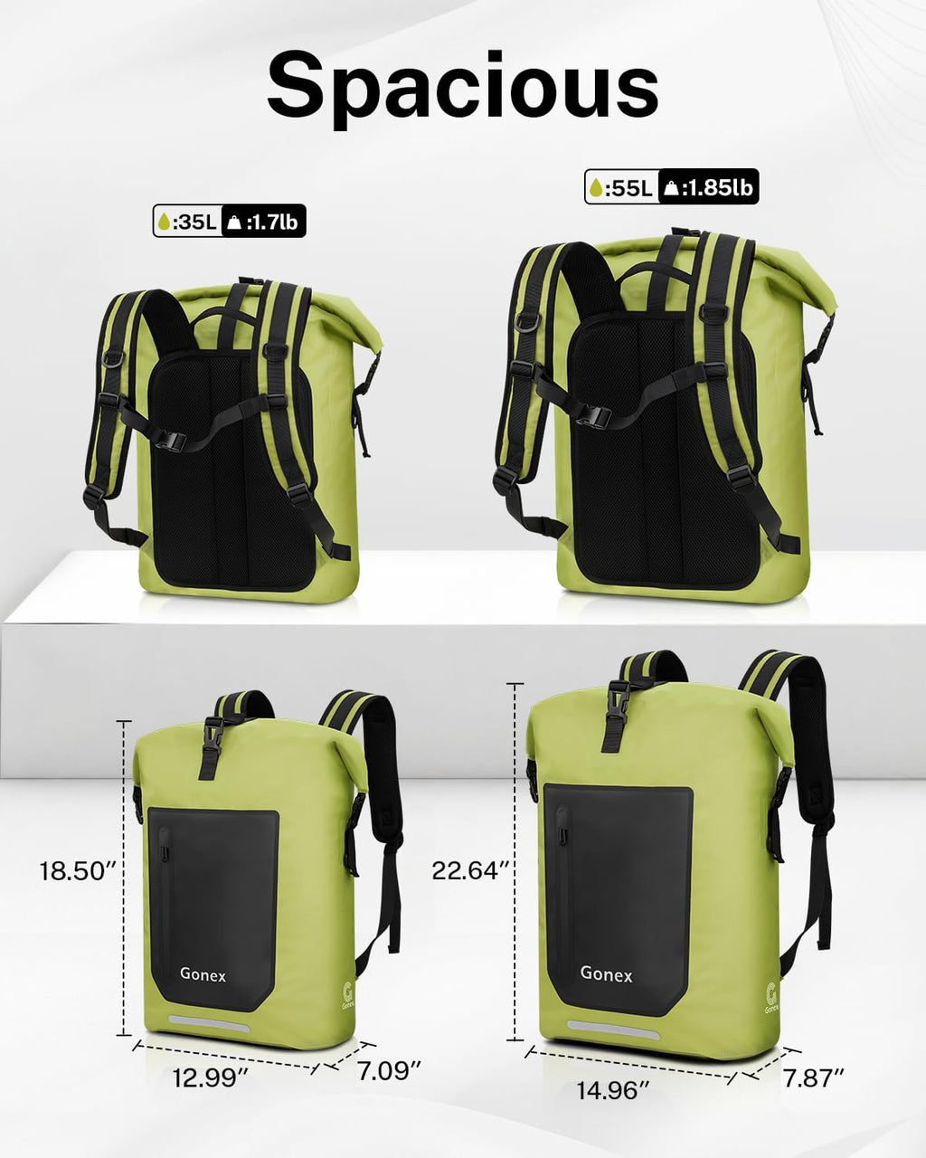 Gonex Waterproof Ultralight TPU Backpack 55L Roll Top Dry Bag, Kayaking