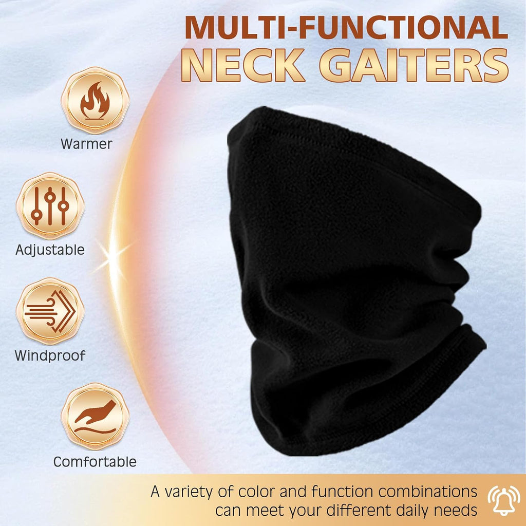 Fivali Winter Neck Warmer Gaiter: Windproof Fleece Face Mask Multi Pack