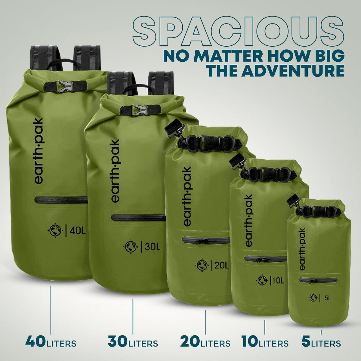 Earth Pak Waterproof Dry Bag with Zippered Pocket - Waterproof Dry Bag Backpack Keeps Gear Dry