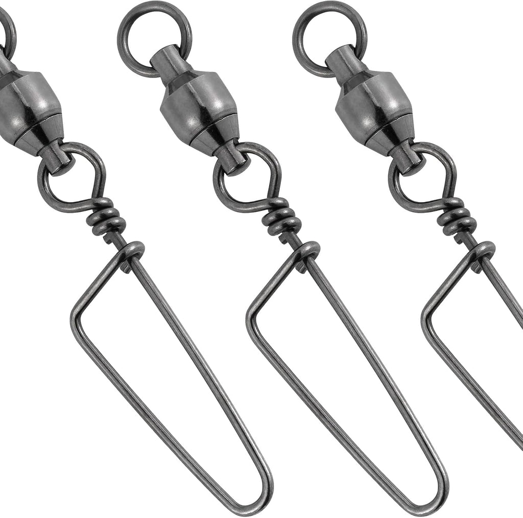 Dr.Fish Fishing Snap Swivels Ball Bearing Swivels Fishing Tackle Saltwater & Freshwater Coast-Lock Lure Snap Clips Terminal Tackle Line Leader Connector Accessories
