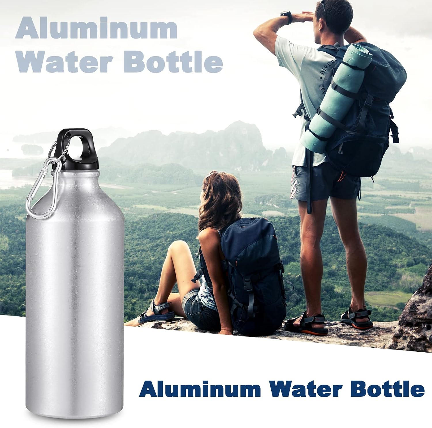 CHENGU 16 Pack Aluminum Water Bottles, 20 oz, Sports Water Bottles, Silver