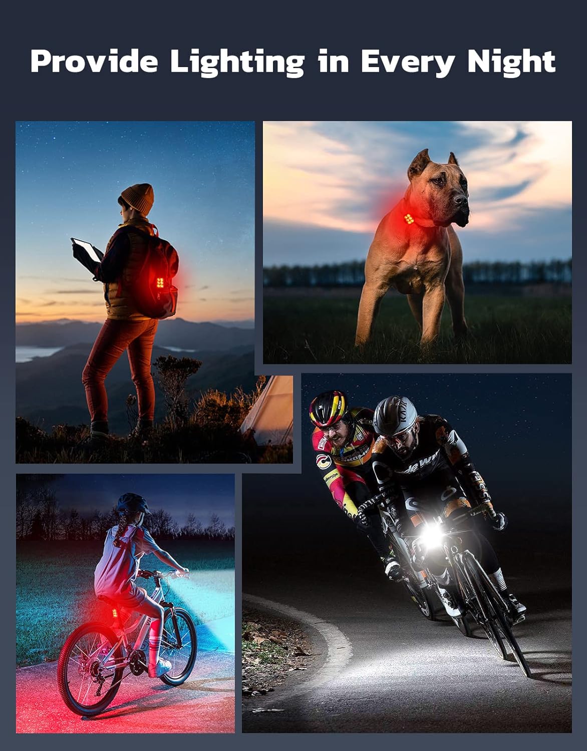 Zewdov Bike Lights for Night Riding, Rechargeable Bike Light Front and Back