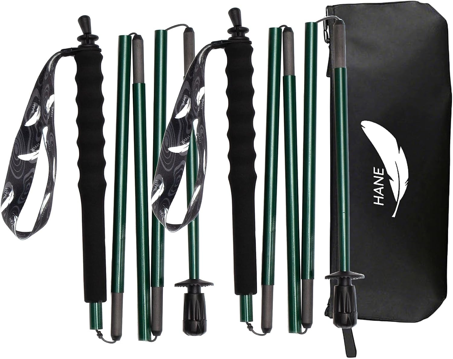 2pc High Strength 5-Section Foldable Carbon Fiber Trekking Poles - 115g/125g/130g, Compact Hiking Staff for Men & Women, Ideal for Hiking, Trekking, Mountaineering & Backpacking