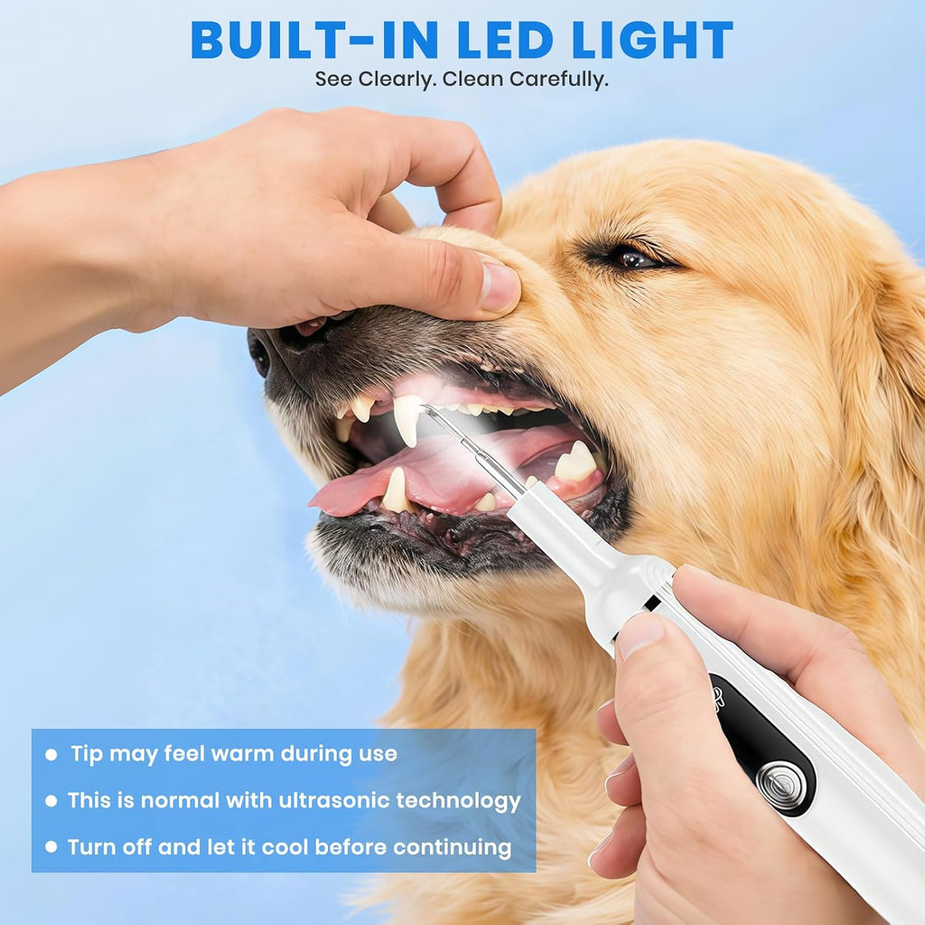 Dog Plaque Remover for Teeth,Pet Ultrasonic Tooth Cleaner,White
