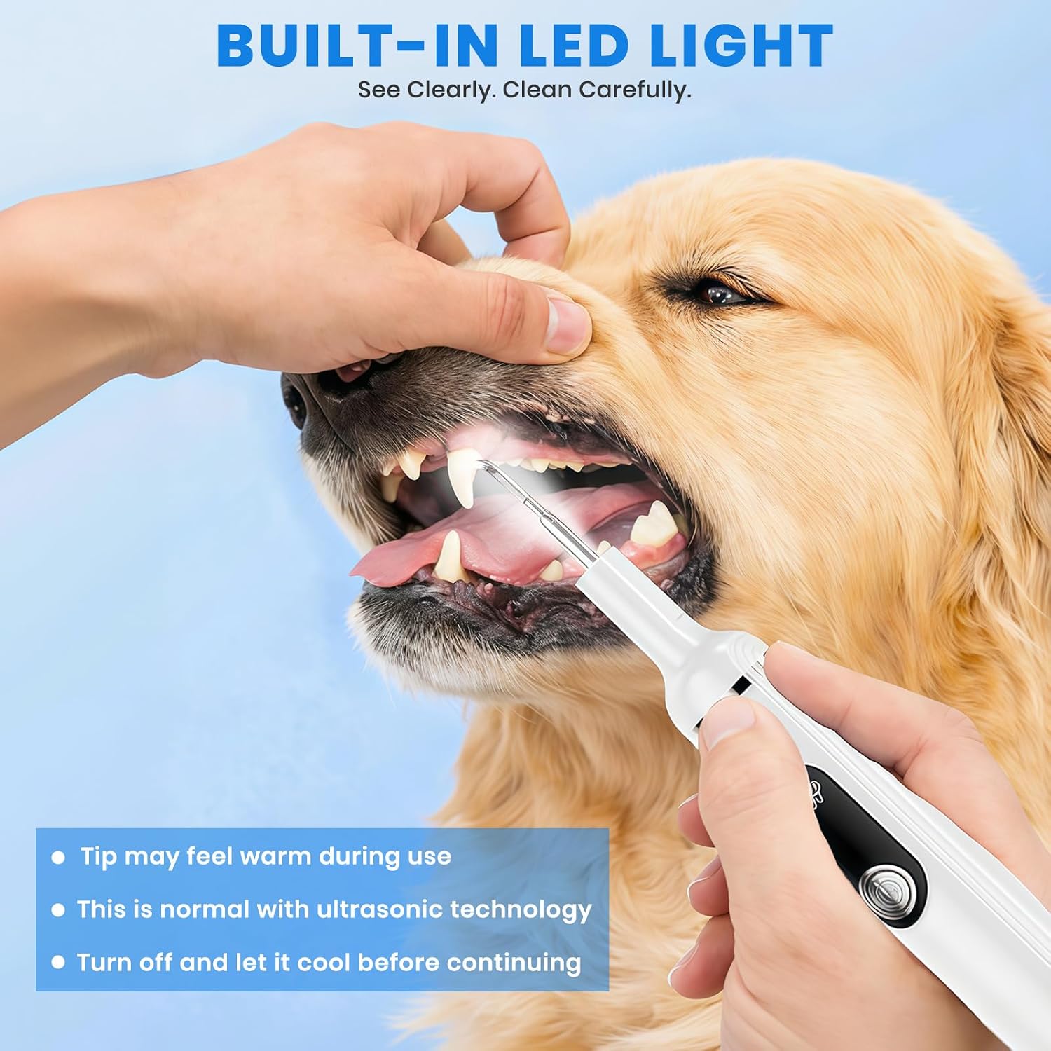 Dog Plaque Remover for Teeth,Pet Ultrasonic Tooth Cleaner,White