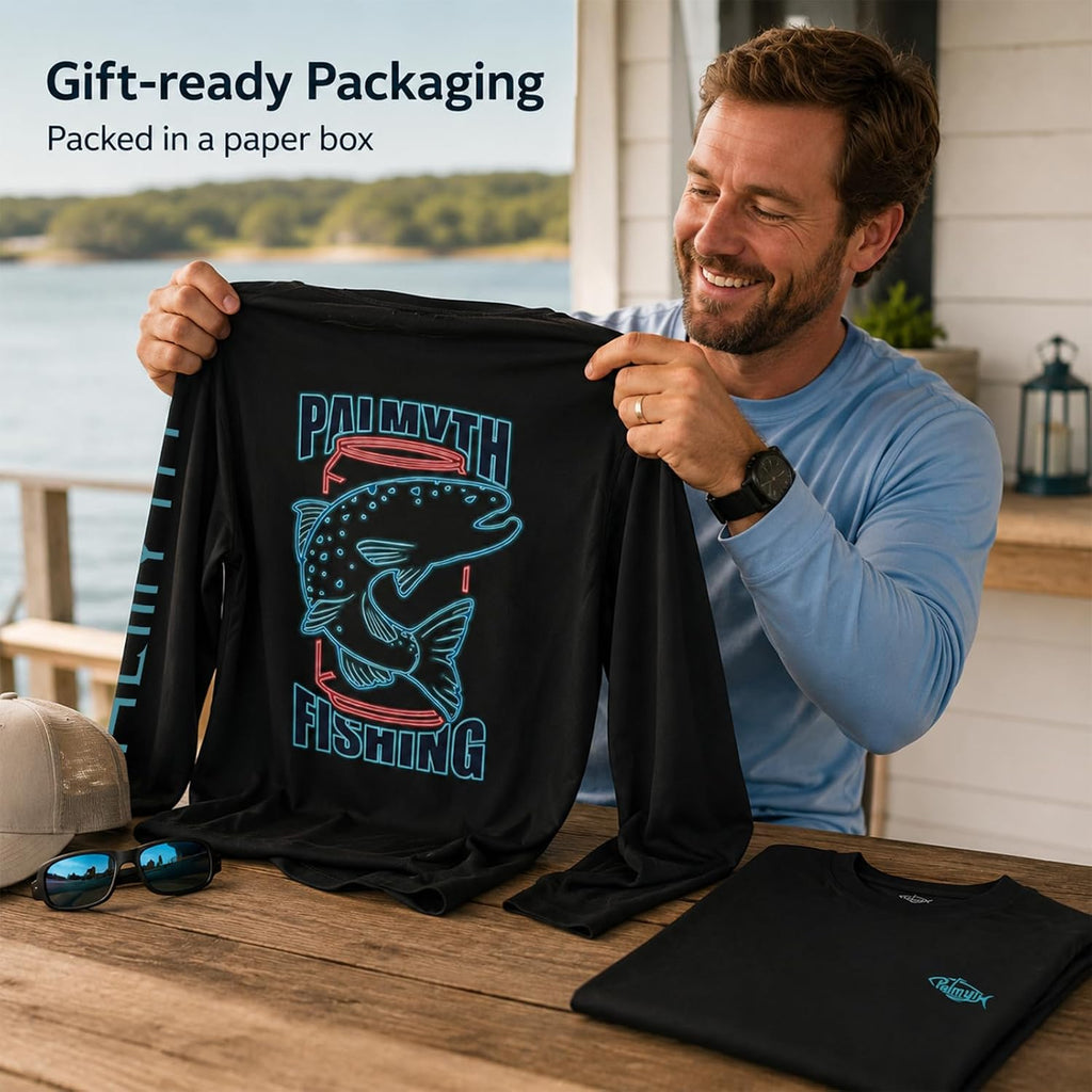 Palmyth Fishing Shirts for Men Long Sleeve UPF 50+ T Shirt Sun Protection