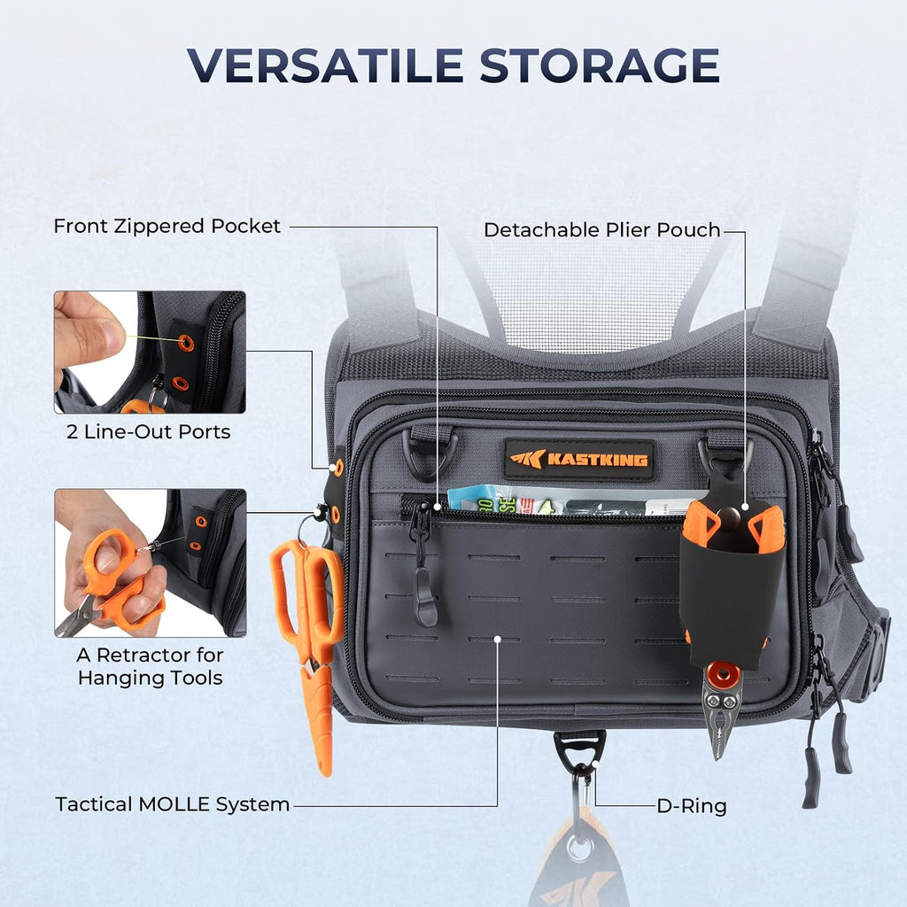 KastKing BaitBoss Water-Resistant Fishing Chest Pack; Fishing Bag for Men