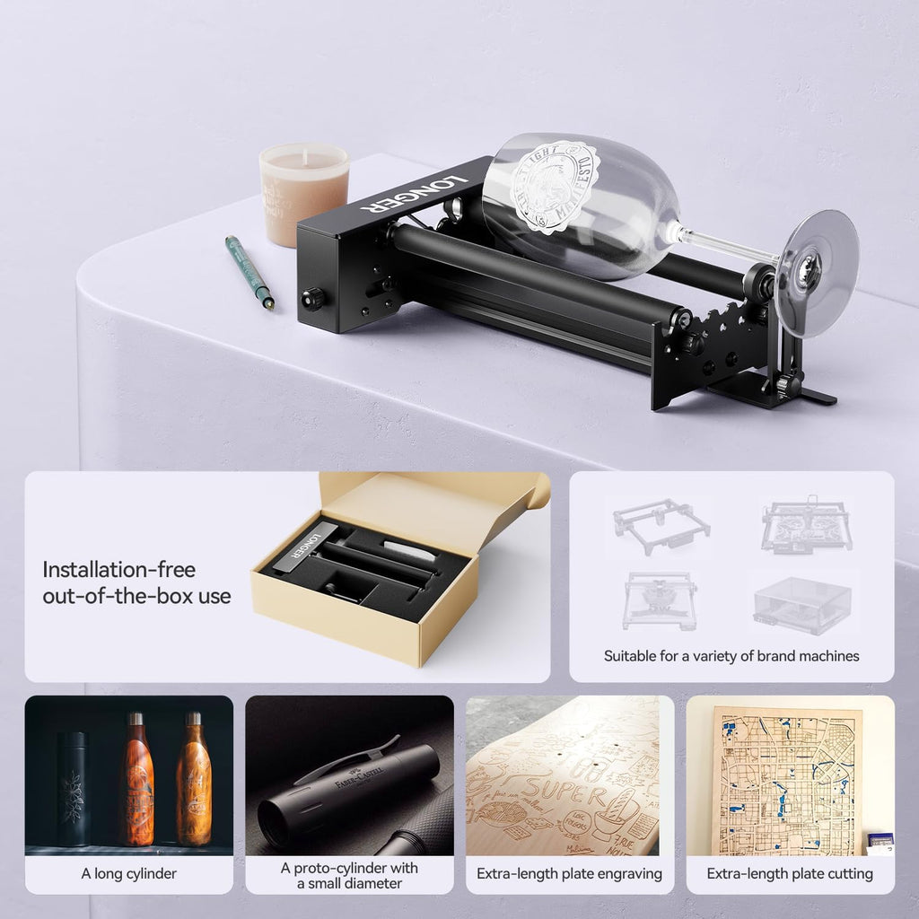 Longer RAY5 Laser Engraver with Air Pump,20W Output,24000mm/min High Speed,0.06mm High Precision Laser Engraver and Cutter for Wood,Metal,Acrylic,Cylindrical Objects, Working Area 15.75"x15.75"