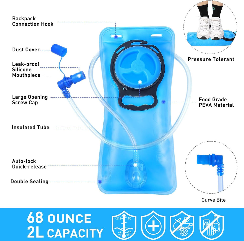 KUYOU Rave Hydration Pack, Hydration Backpack with 2L Hydration Bladder, Festival Essential Water Backpack for Hiking, Running, Cycling, and Music Festivals