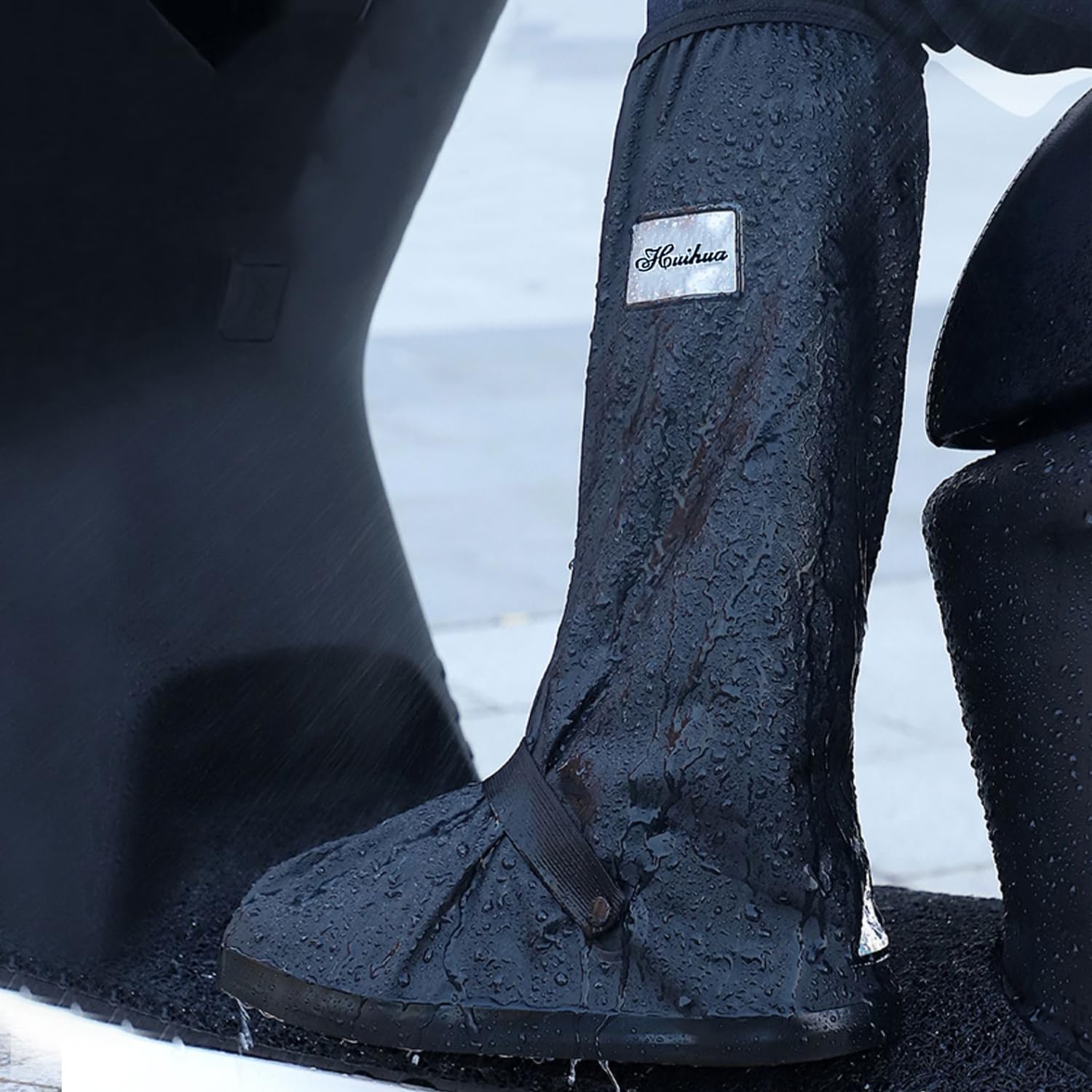 USHTH Black Waterproof Rain Boot Shoe Cover with Reflector (1 Pair)
