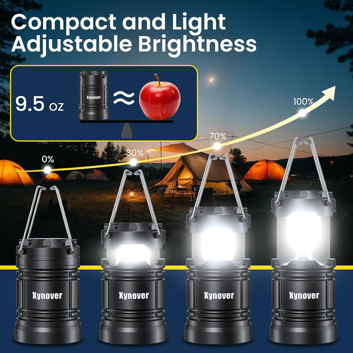 4-Pack Camping Lanterns,LED Lights Powered By Battery,Magnetic Base,Hanging Hook,Collapsible, Waterproof for Emergency, Hiking,Hurricane,Campsites,Lanterns for Power Outages