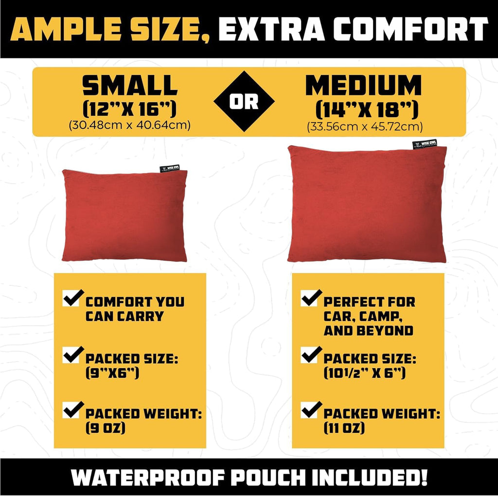 Wise Owl Outfitters Camping Pillow – Memory Foam Travel Pillow for Airplane Sleeping, Hiking, Backpacking & Outdoor Use - Small & Portable for Adults, Car, Camp & Tent