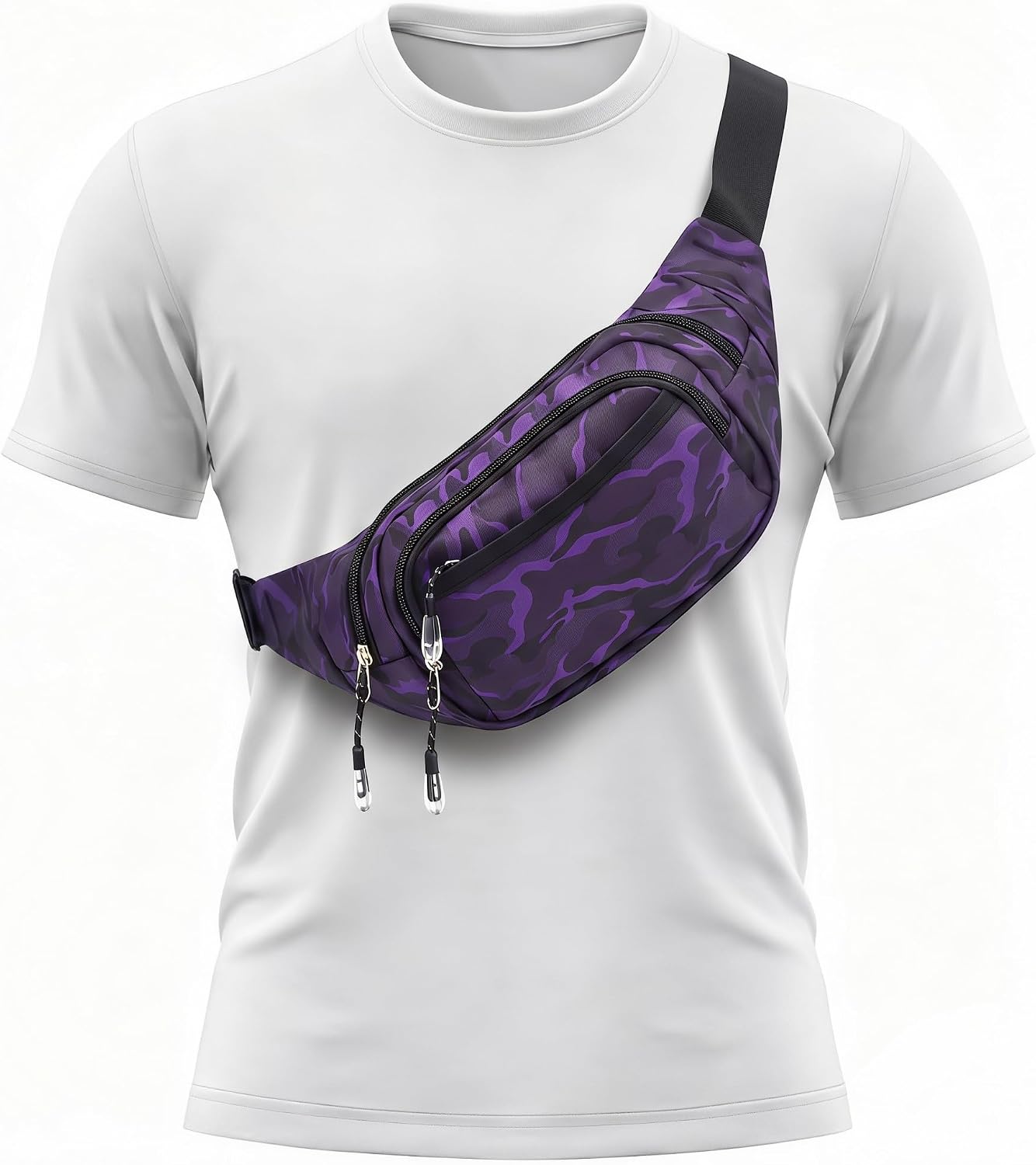 Large Fanny Pack for Women Men NSYOOMH, Crossbody Waist Bag 5-Zipper Pocket