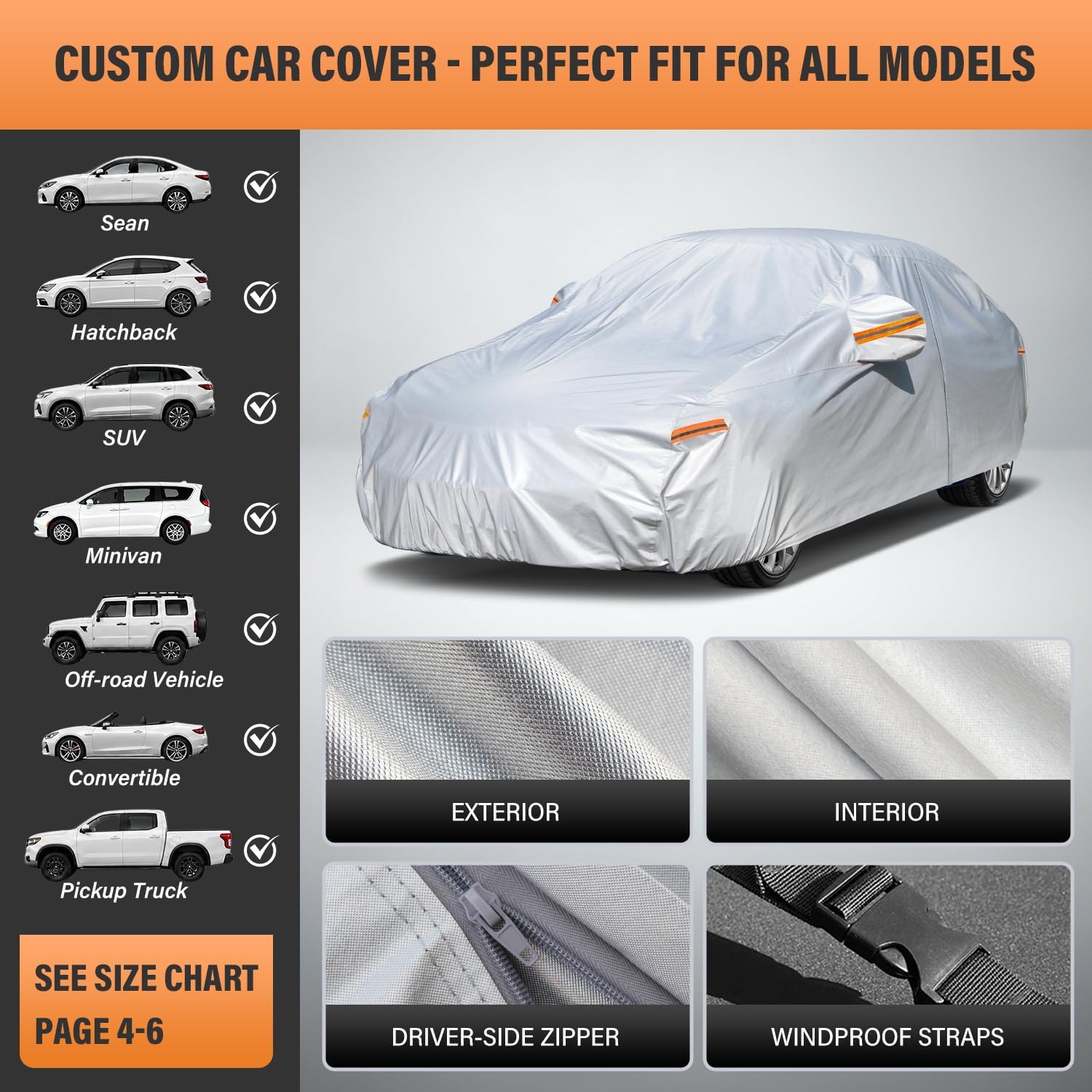 Kayme Sedan Car Cover See Vehicle Size Chart for Accurate Fit, Size A2