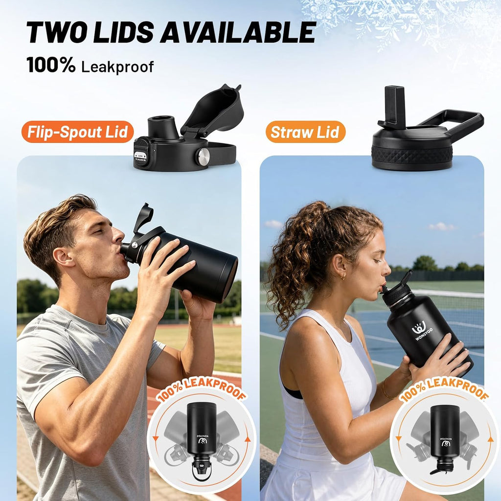 24oz Insulated Water Bottle Leak Proof with Carrier Bag for School