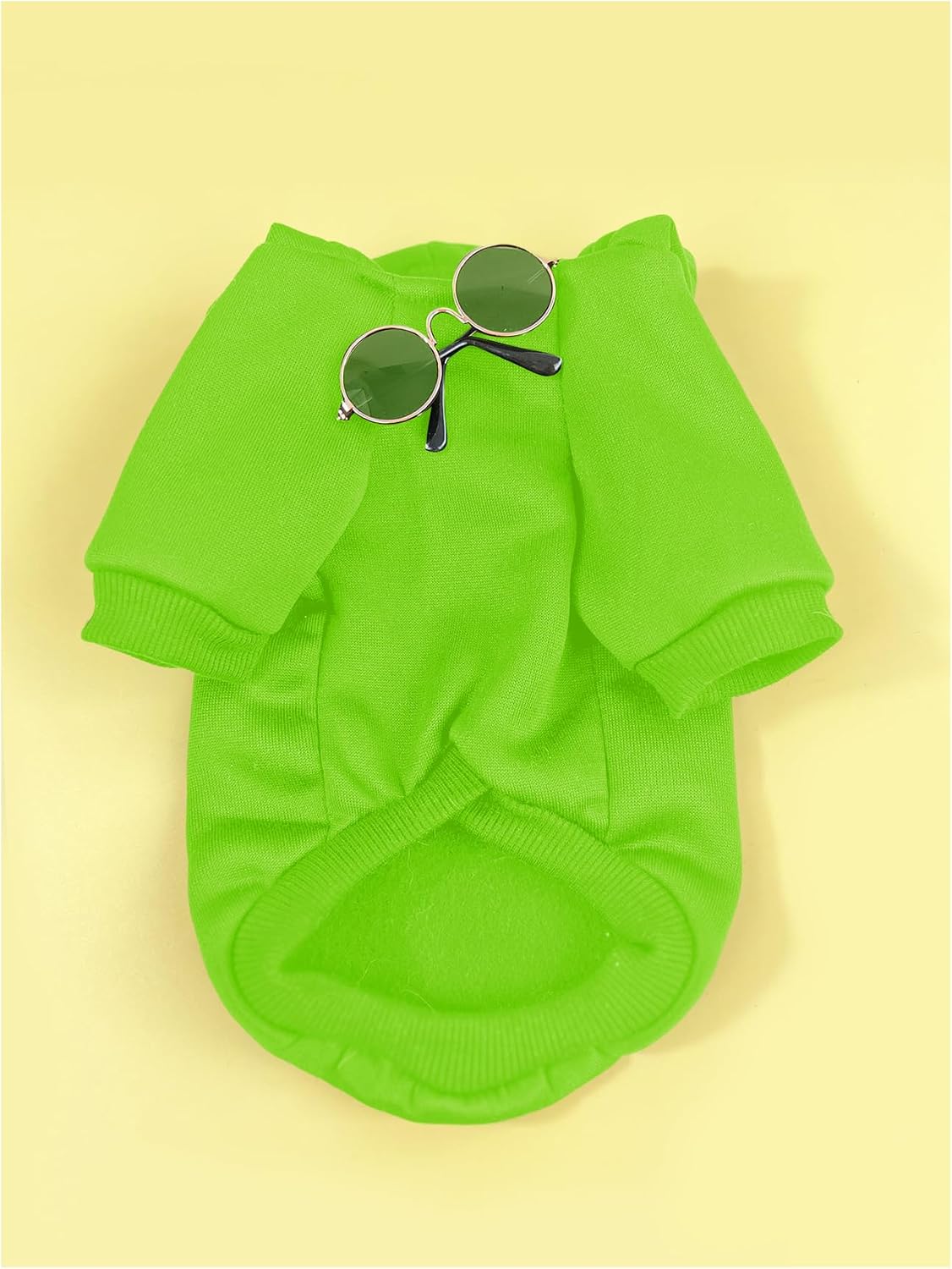 QWINEE 3Pcs Dog Hoodie Cat Apparel Dog Custume Set with Necklace and Sunglasses Pet Clothes for Puppy Small Medium Dogs Cats Green X-Small