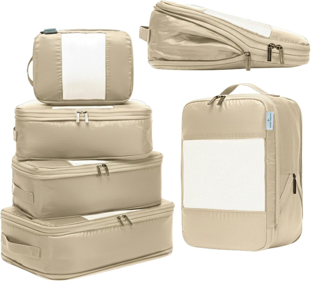 6-Pack Large Compression Packing Cubes for Travel - Lightweight Compression Packing Cube Set, Water-Resistant Luggage Organizer Bags & Suitcase Organizers, Travel Cubes for Carry-On, Checked Luggage