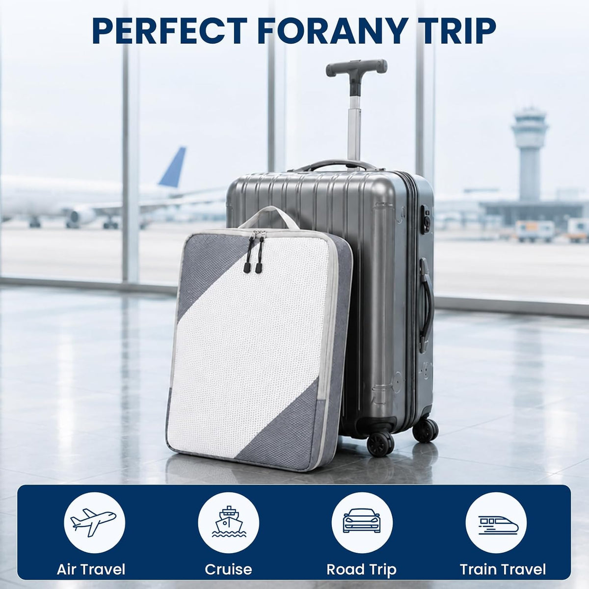 Barsine Large Compression Packing Cubes for Travel, 4-Pack Extra Large Packing Cubes with Double Compression Zipper, Luggage Organizers for Carry On, Cruise, Family Vacation & Business Travel