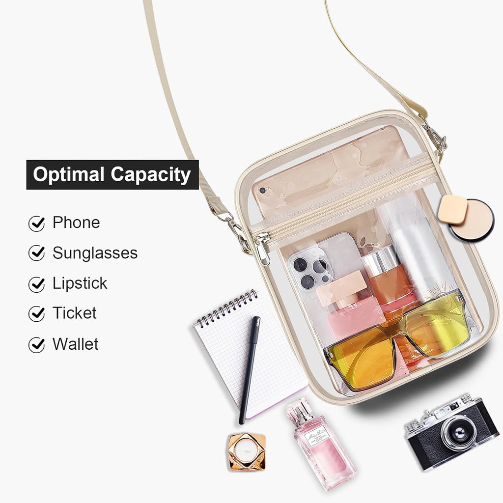 USPECLARE Clear Purse for Stadium Events Transparent Messenger Bag | Stadium Approved Clear Crossbody Bag with Adjustable Straps for Men and Women for Concerts, Game Days, Outdoor Events