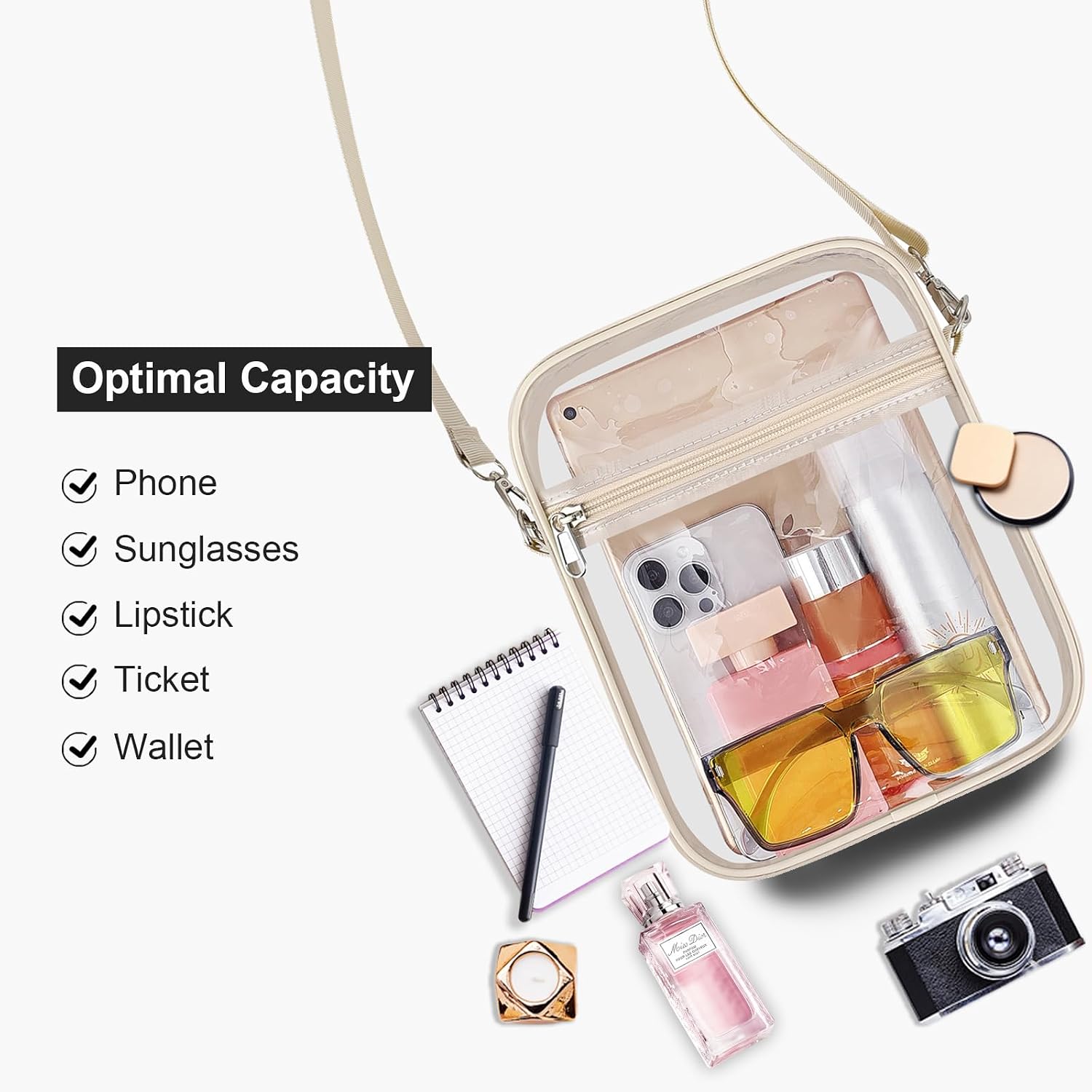 USPECLARE Clear Purse for Stadium Events Transparent Messenger Bag | Stadium Approved Clear Crossbody Bag with Adjustable Straps for Men and Women for Concerts, Game Days, Outdoor Events