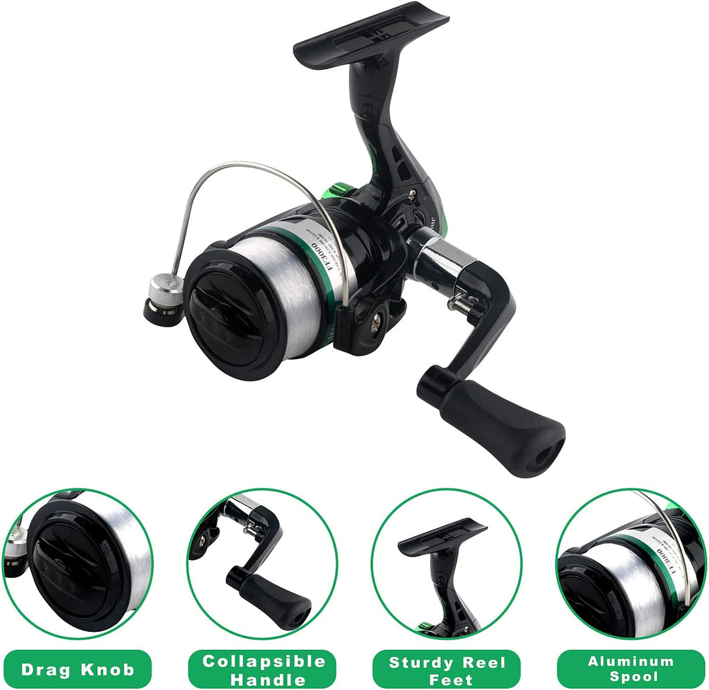 Fishing Rod Reel Full Kit Portable Travel Spinning Pole Reel Lure Carry Bag